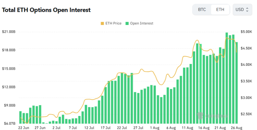 [이더 옵션 데일리] 미결제약정 193억 달러…콜옵션 64% 강세