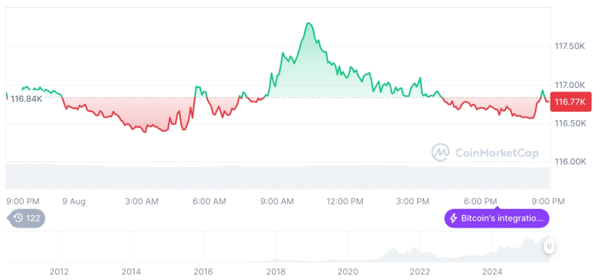  [모닝 시세브리핑] 암호화폐 시장 혼조세… 비트코인 11만6740달러, 이더리움 4287달러