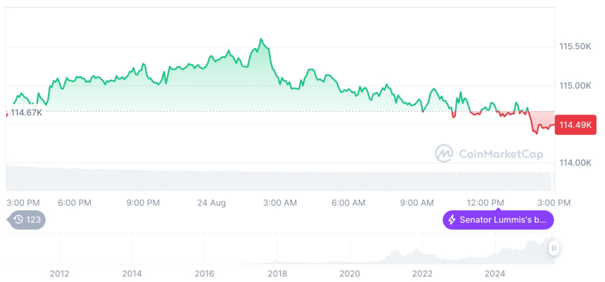  [자정 시세브리핑] 암호화폐 시장 혼조세… 비트코인 114,526달러, 이더리움 4,790달러