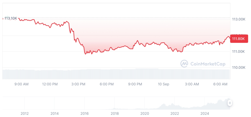  [저녁 시세브리핑] 암호화폐 시장 혼조세… 비트코인 111,800달러, 이더리움 4,313달러