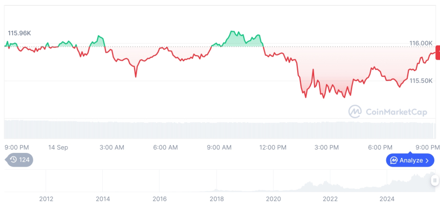  [모닝 시세브리핑] 암호화폐 시장 혼조세… 비트코인 11만5864달러, 이더리움 4618달러