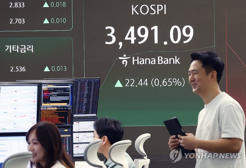  코스피, 사흘 연속 최고치 경신…3,490선 돌파