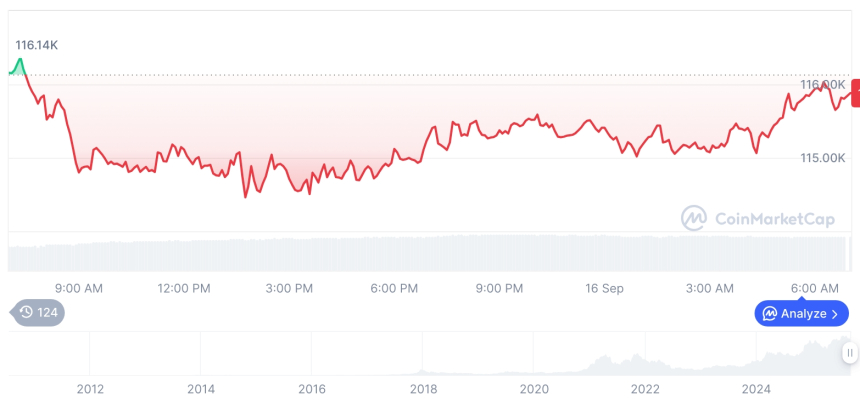 [저녁 시세브리핑] 암호화폐 시장 하락세… 비트코인 11만5,882달러, 이더리움 4,509달러