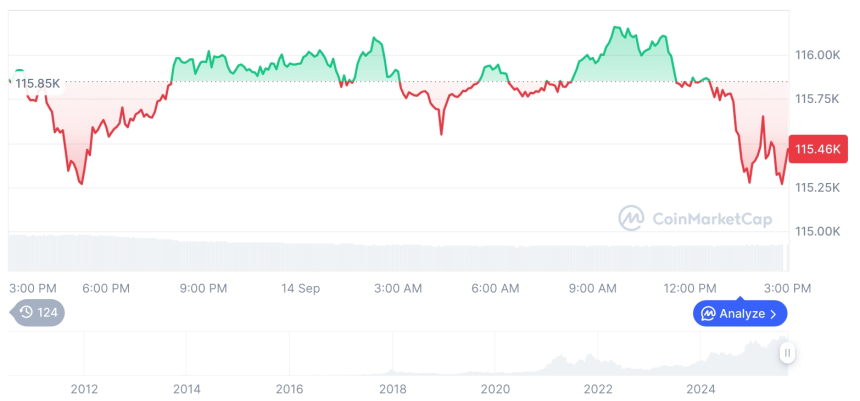  [자정 시세브리핑] 암호화폐 시장 혼조세… 비트코인 11만5452달러, 이더리움 4605달러