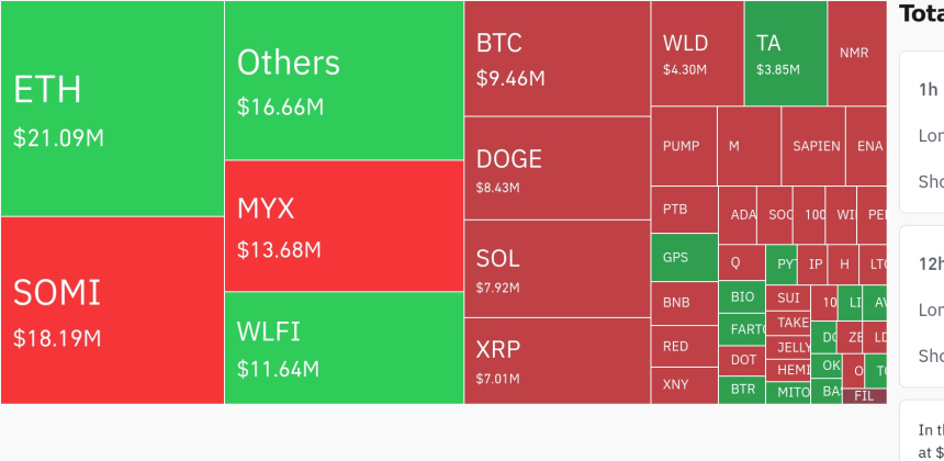  암호화폐 시장, 24시간 동안 8,550만 달러 레버리지 포지션 청산…숏 포지션 우세