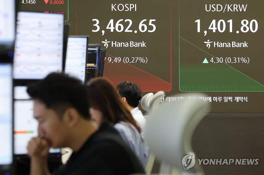 달러 강세·반도체 부진에 코스피 하락…3,460선 무너져