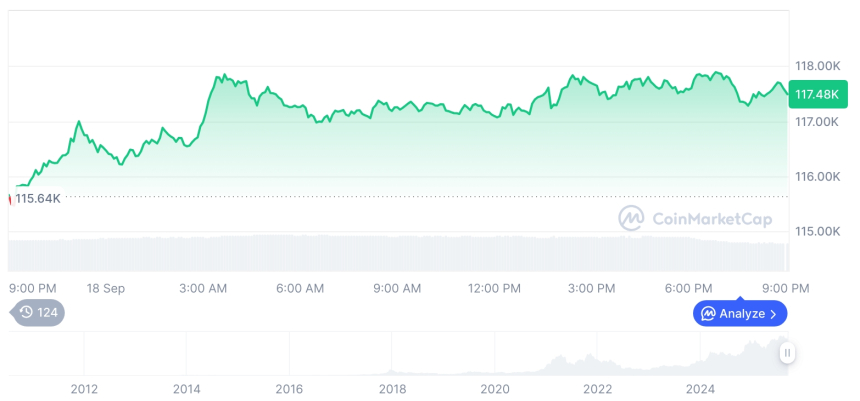  [모닝 시세브리핑] 암호화폐 시장 상승세… 비트코인 11만7507달러, 이더리움 4605달러