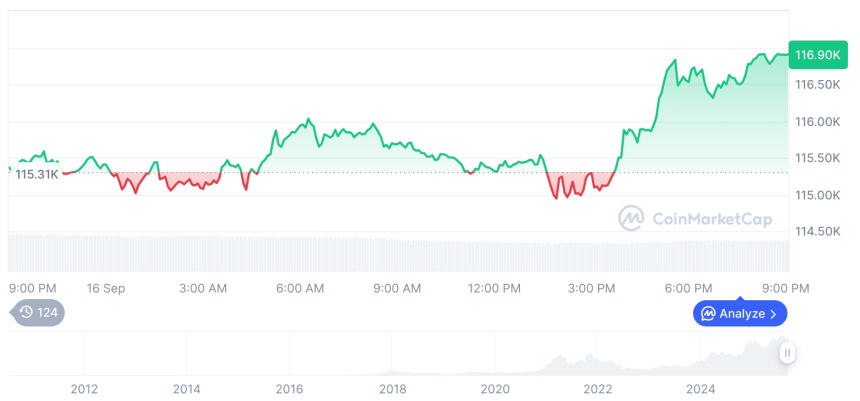 [모닝 시세브리핑] 암호화폐 시장 혼조세… 비트코인 11만6천 달러, 이더리움 4,499달러