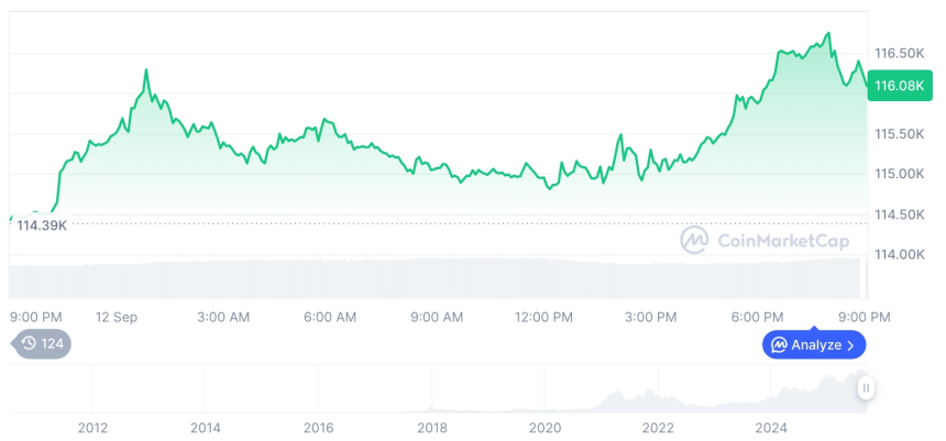  [모닝 시세브리핑] 암호화폐 시장 혼조세… 비트코인 11만6063달러, 이더리움 4665달러