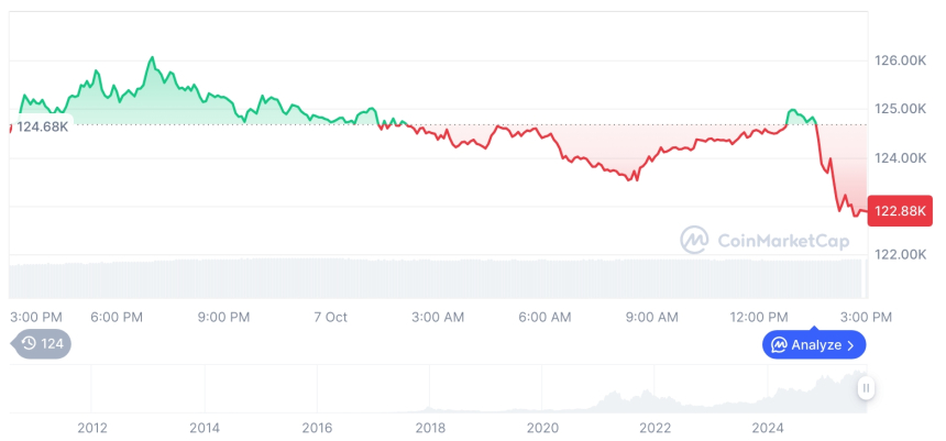  [자정 시세브리핑] 암호화폐 시장 혼조세… 비트코인 122,799달러, 이더리움 4,596달러