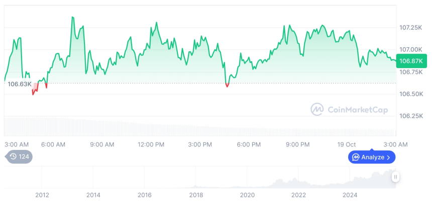  [오후 시세브리핑] 암호화폐 시장 혼조세… 비트코인 106,879달러, 이더리움 3,873달러