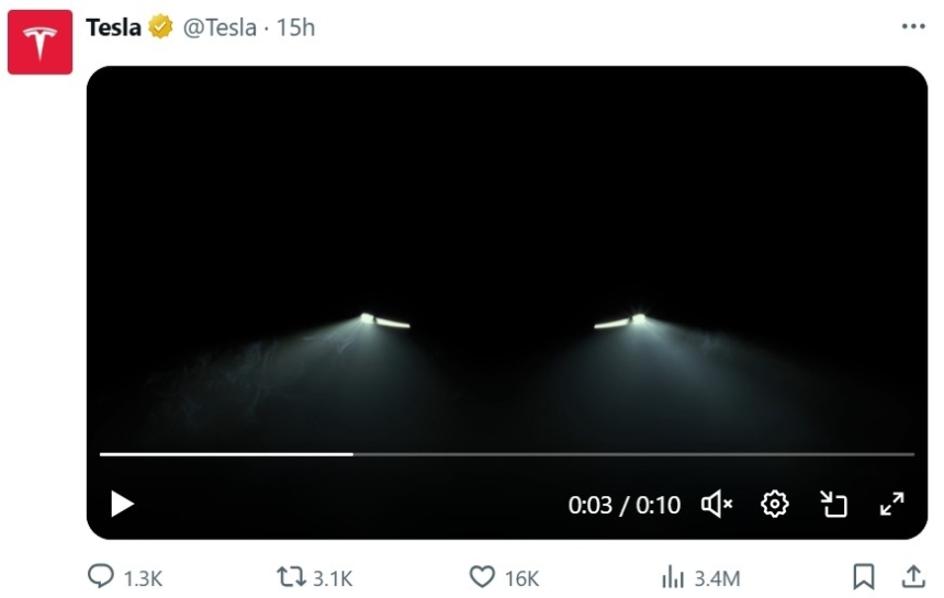 테슬라, 신차 티저 영상 공개에 주가 반등…로드스터 또는 저가 모델 기대감↑