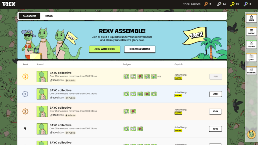  웹3 데이터 플랫폼 T-REX, ‘전략팀(Squad)’ 기능 출시…28만 사용자 집단 보상 생태계 본격화