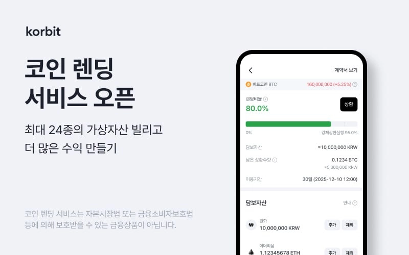 코빗, 최대 24종 가상자산 대여 가능한 ‘코인 렌딩 서비스’ 출시