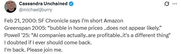  ‘빅 쇼트’의 경고… 마이클 버리, AI 테크 거품 시사 “다시 돌아왔다”