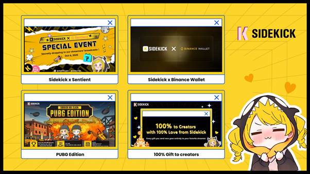  웹3 스트리밍 플랫폼 사이드킥, 바이낸스 월렛과 협력 확대…크리에이터 생태계 강화 