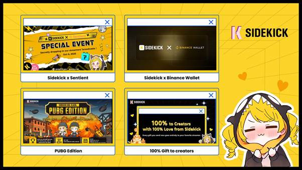  웹3 스트리밍 플랫폼 사이드킥, 바이낸스 월렛과 협력 확대…크리에이터 생태계 강화