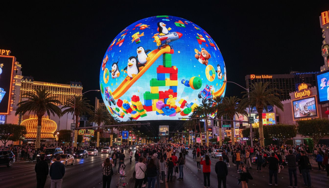 펏지펭귄, 라스베이거스 스피어 점령…NFT 아닌 장난감 전략 통했다