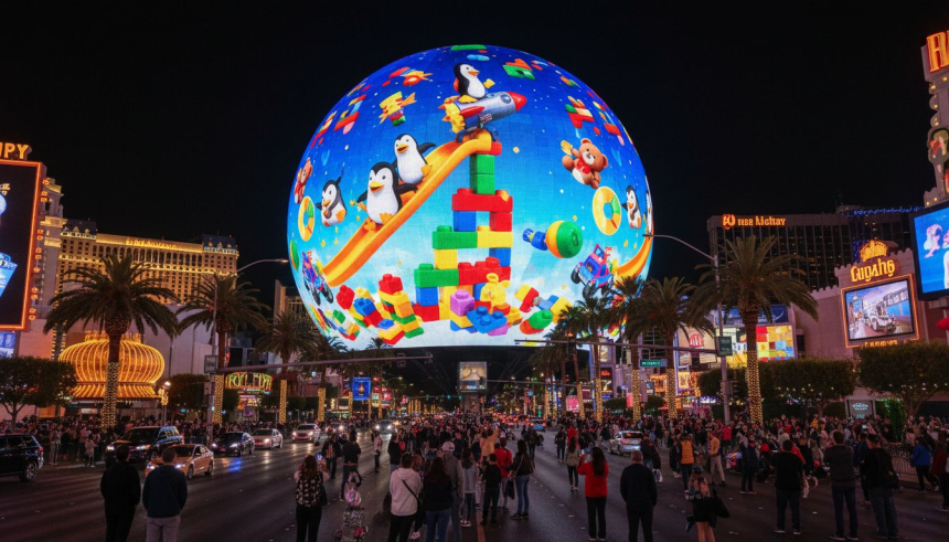  펏지펭귄, 라스베이거스 스피어 점령…NFT 아닌 장난감 전략 통했다