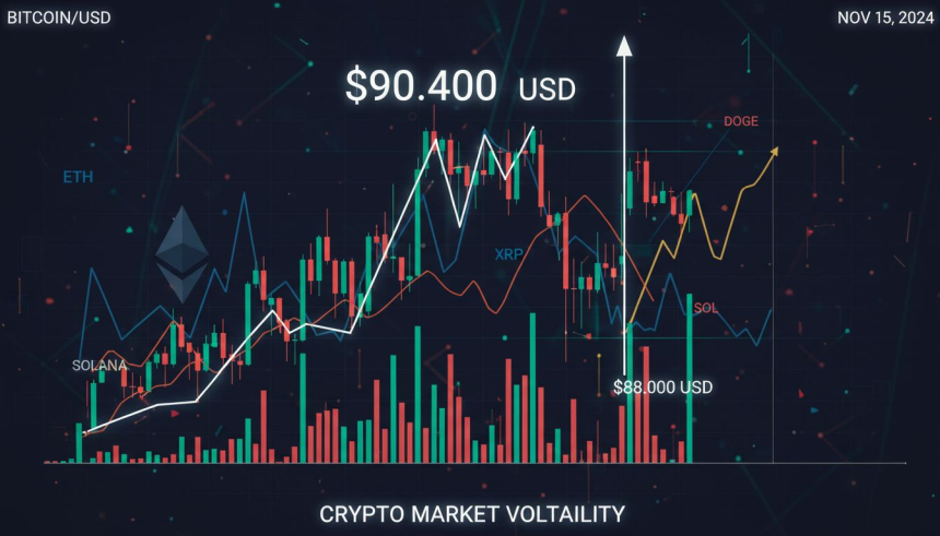  비트코인 6번째 9만 달러 돌파 실패…시총 10조 원 급등락