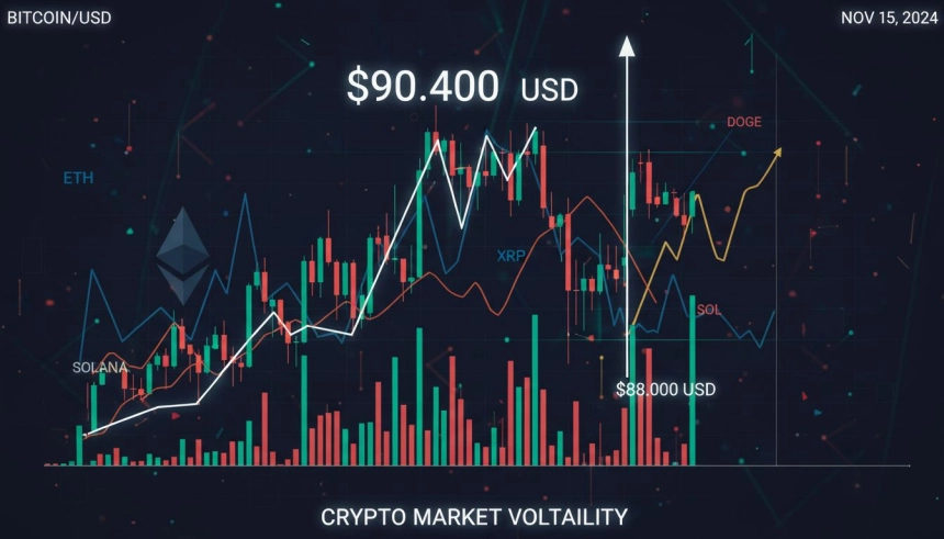 비트코인 6번째 9만 달러 돌파 실패…시총 10조 원 급등락