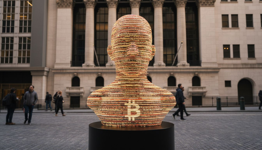  비트코인 창시자 사토시 동상, 뉴욕증권거래소에 설치…제도권 상징 공간서 암호화폐 기념