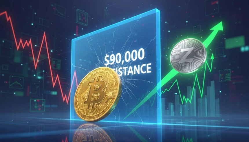 비트코인 9만 달러 또 실패…제캐시(ZEC) 13% 급등 '차별화'