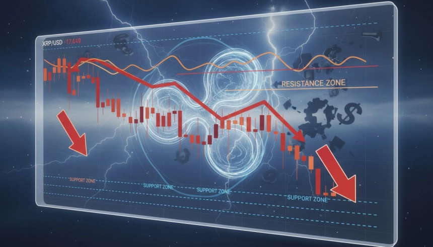 XRP, 1.8달러 지지선 위태…1.6달러 붕괴 땐 구조적 하락 가능성