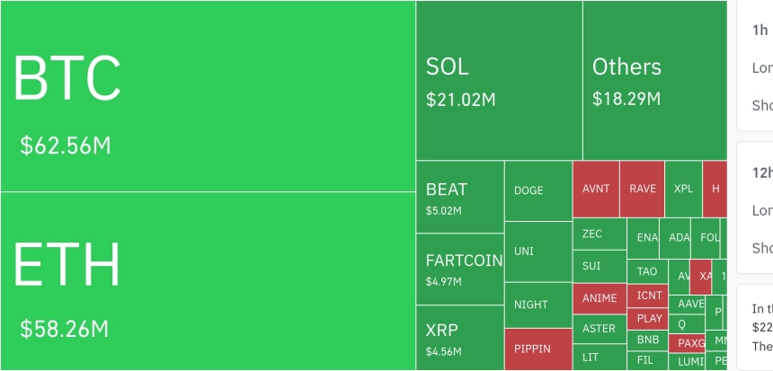 암호화폐 시장, 24시간 동안 레버리지 포지션 1억6013만 달러 청산…롱 비중 81.76%