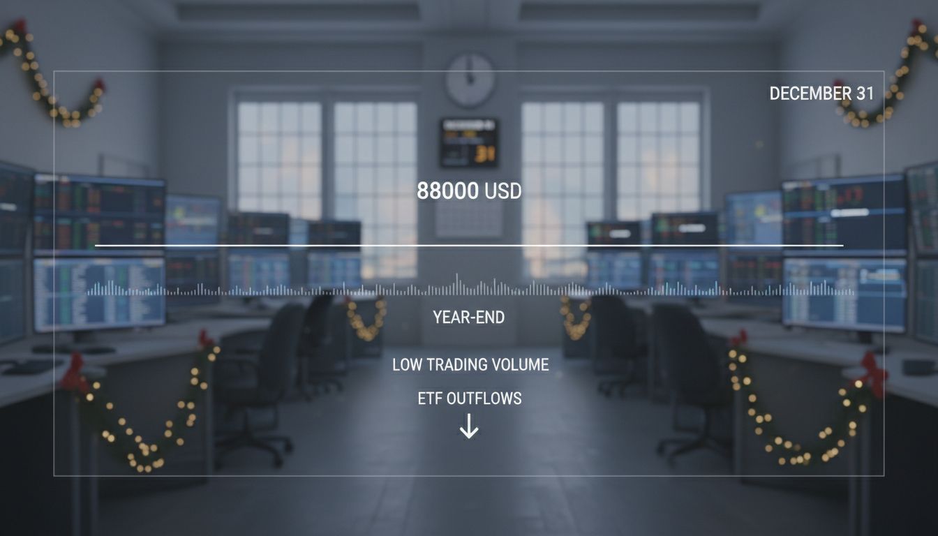 비트코인($BTC), 연말 8만8000달러서 횡보…ETF 자금 유출·거래량 급감 영향