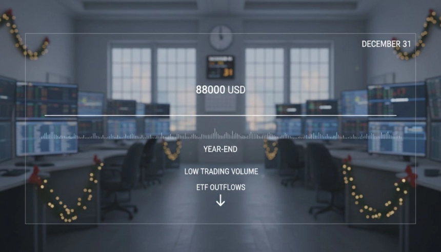 비트코인($BTC), 연말 8만8000달러서 횡보…ETF 자금 유출·거래량 급감 영향