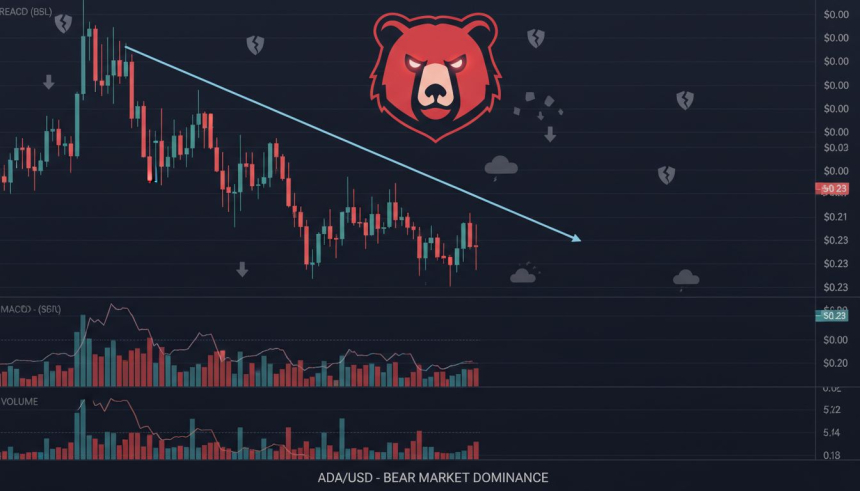  카르다노(ADA), 기술적 하락 신호에 0.23달러까지 후퇴 가능성 급부상