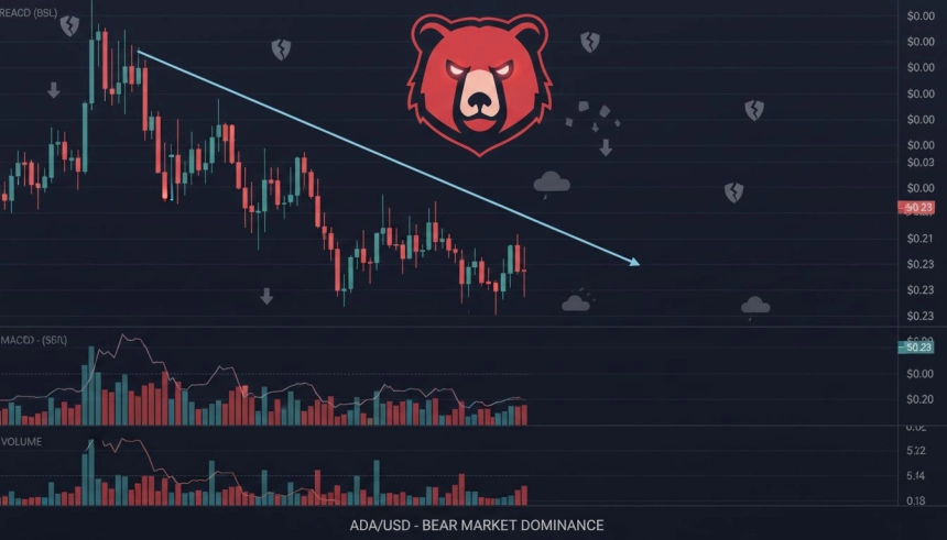 카르다노(ADA), 기술적 하락 신호에 0.23달러까지 후퇴 가능성 급부상