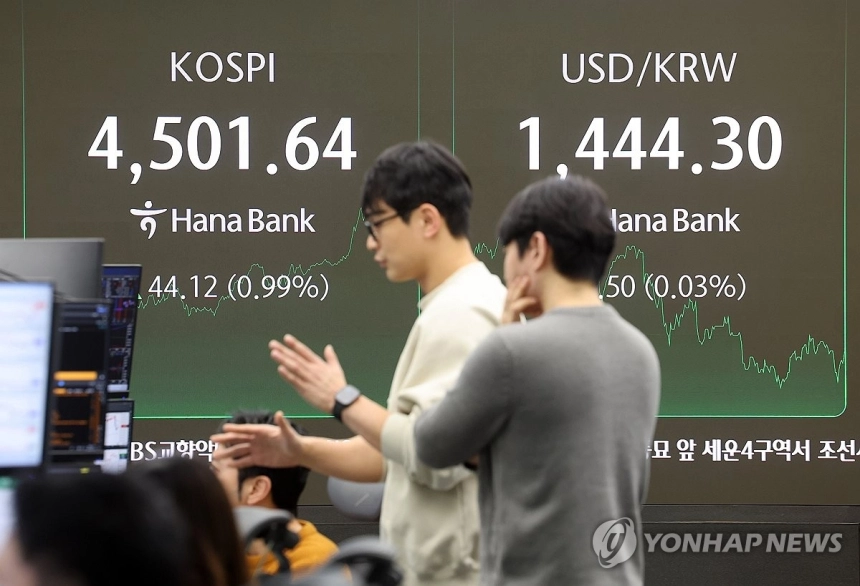 코스피, 사상 첫 4,500 돌파…SK하이닉스·기관 매수 주도