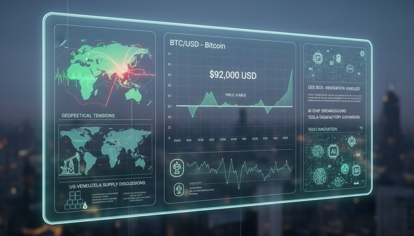 비트코인 $BTC 9만 2,000달러 고점 유지…글로벌 증시, 지정학 리스크에 숨고르기