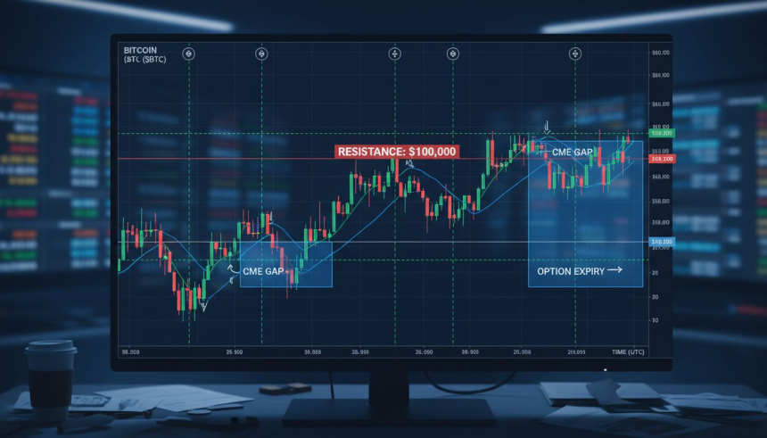  비트코인($BTC), 10만 달러 앞둔 조정 국면…딜러 헤징·CME 갭이 단기 변수