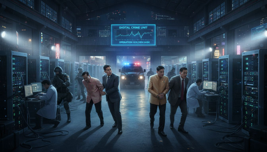  태국 전력청 간부 4인, 불법 비트코인($BTC) 채굴 적발…1억 원대 현금·채굴기 수천 대 압수