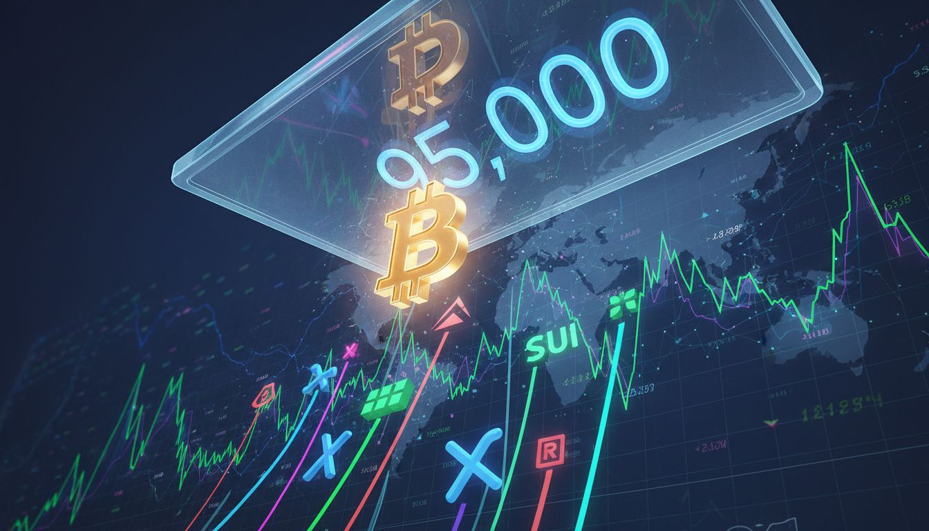 비트코인, 9만 5,000달러 앞두고 조정…XRP·수이·렌더 급등에 알트 강세 뚜렷