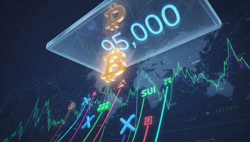 비트코인, 9만 5,000달러 앞두고 조정…XRP·수이·렌더 급등에 알트 강세 뚜렷