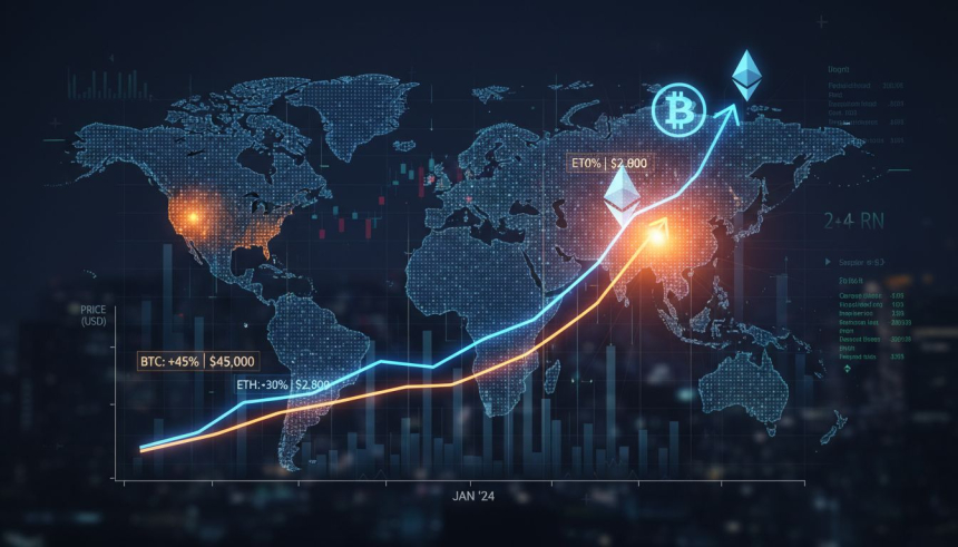 비트코인($BTC)·이더리움($ETH) 강세 출발…2026년, ETF 유입에 기관 수요 회복