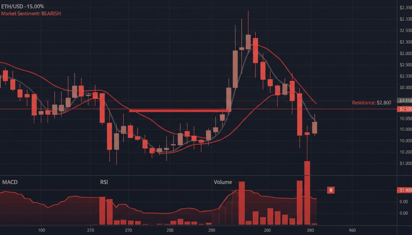 15% 급락 후 2,500달러 '붕괴 직전'… 이더리움, 2,000달러 향하나