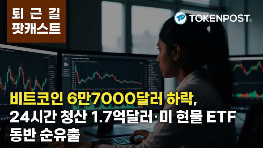 2월 19일 퇴근길 팟캐스트 — 비트코인 6만7000달러선 하락…24시간 1억7287만달러 청산·미 ETF 동반 순유출
