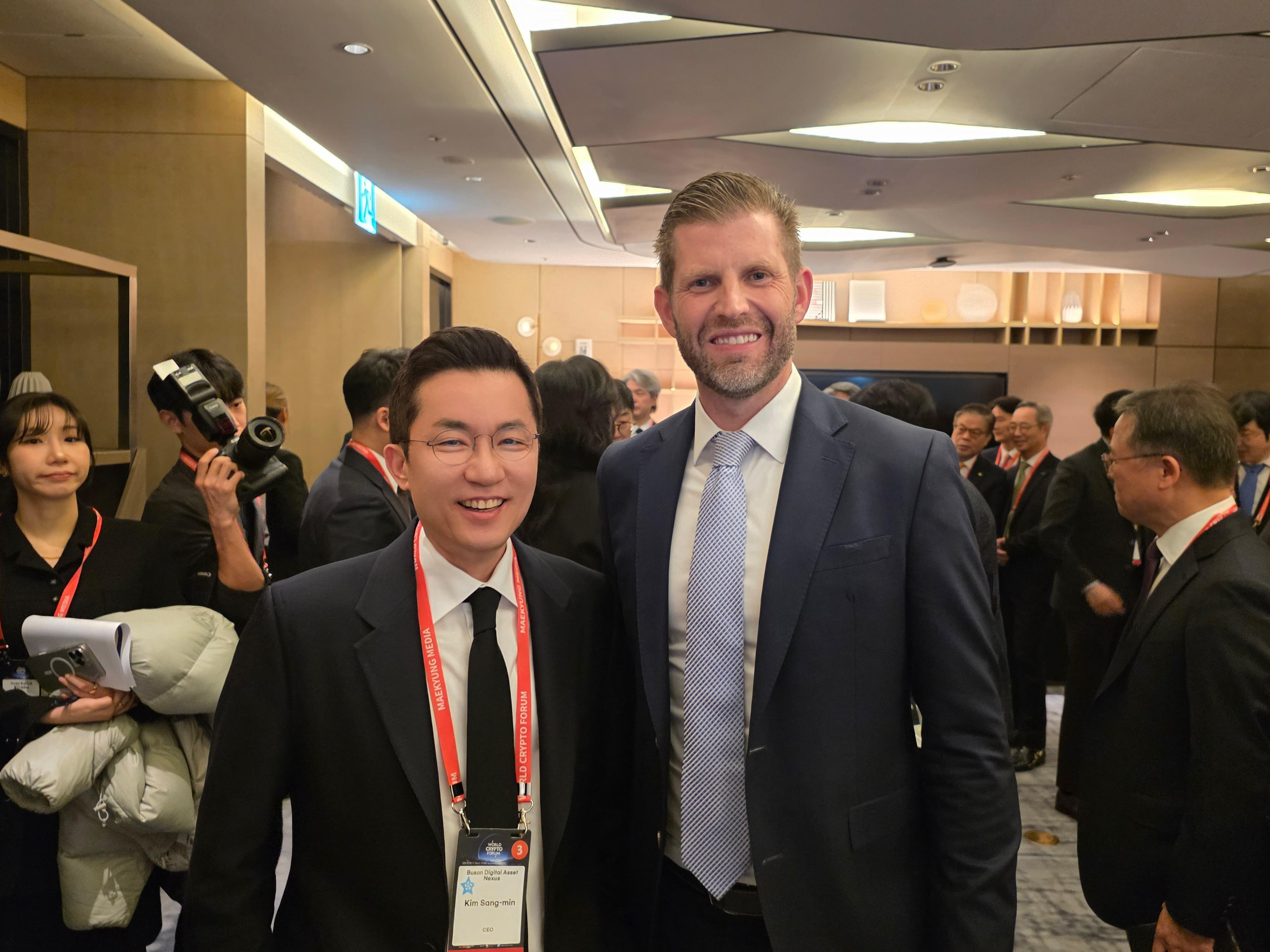 김상민 부산디지털자산거래소 비단(Bdan) 대표, 에릭 트럼프와 환담