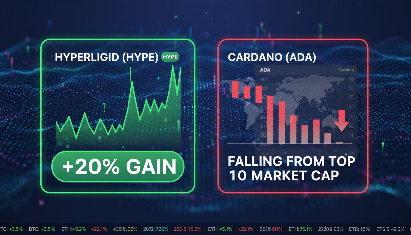 10억 달러 거래 폭증… HYPE +20%, 에이다 시총 톱10서 탈락