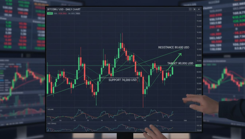 7만 4,000달러 바닥 확인… 비트코인, 8만 600달러 저항 재돌파 시나리오 주목
