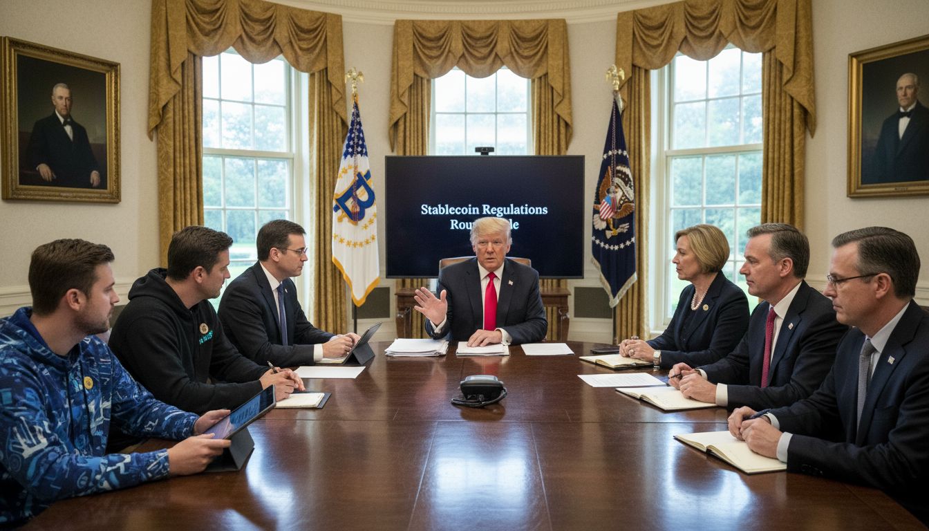 최대 5,000억 달러 이탈 우려…트럼프 대통령, 스테이블코인-은행 갈등 '중재' 나섰다