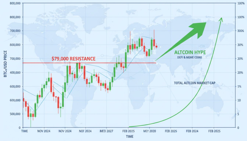  비트코인 7만 9,000달러 앞 '제동'…하이퍼리퀴드 24시간 +19%