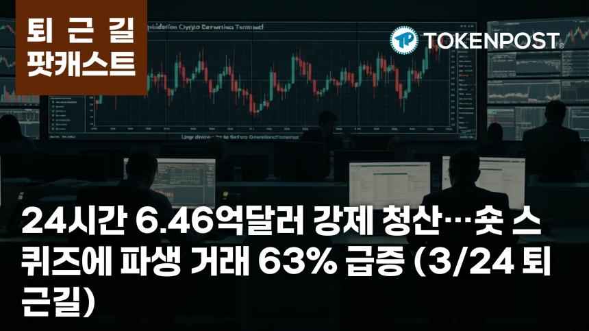  3월 24일 퇴근길 팟캐스트 — 24시간 6.46억달러 청산, 숏 스퀴즈가 시장 리듬을 바꿨다