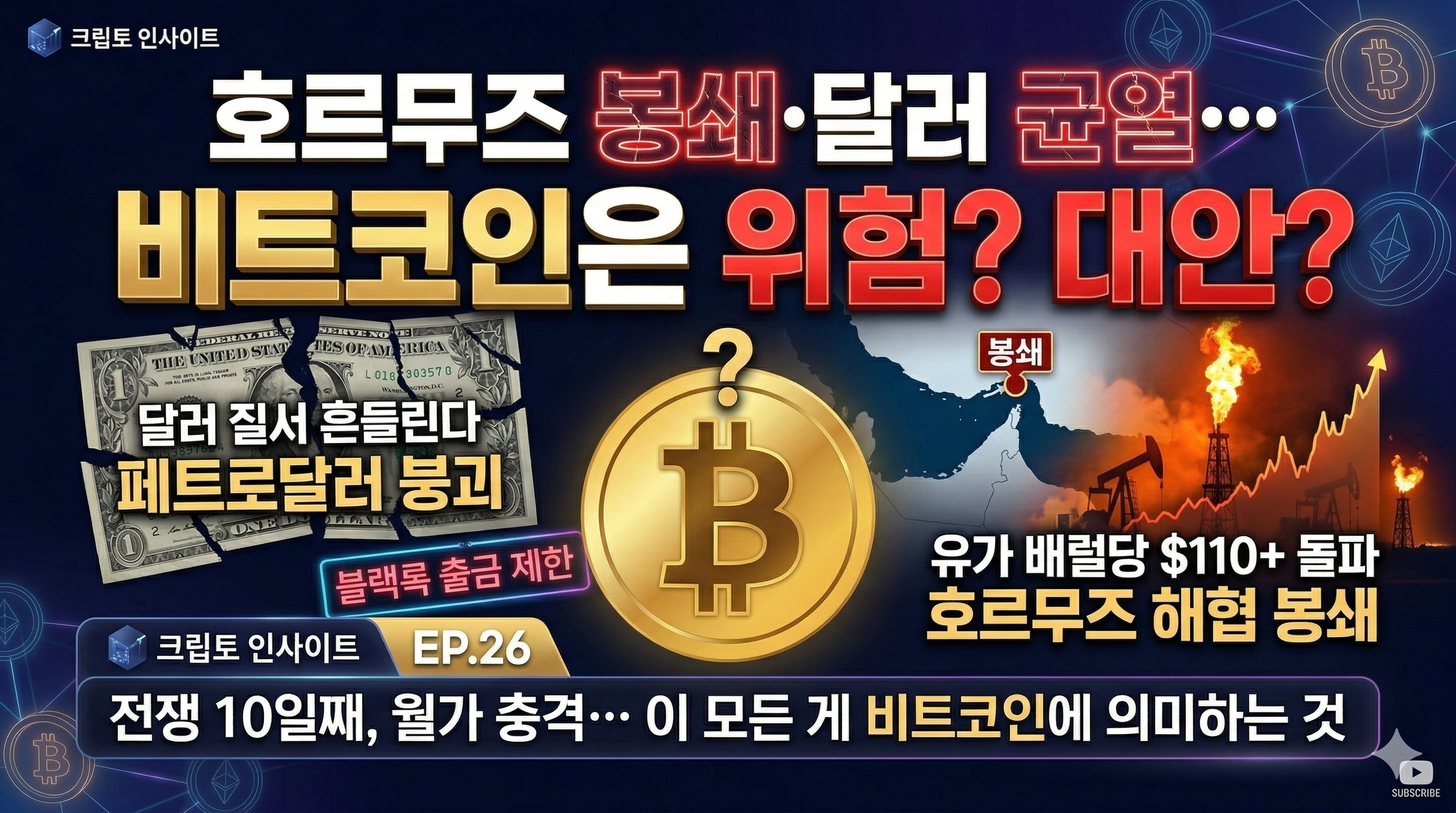 [크립토 인사이트 EP.26] 전쟁 10일째, 달러 질서가 흔들린다…비트코인은 위험 자산인가 대안 자산인가