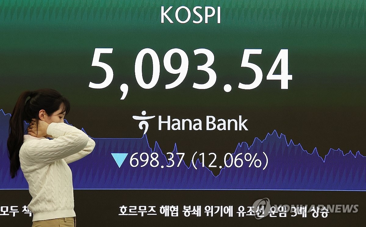 코스피, 지정학적 불안 여파로 사상 최대 하락률 기록…5,100선 붕괴